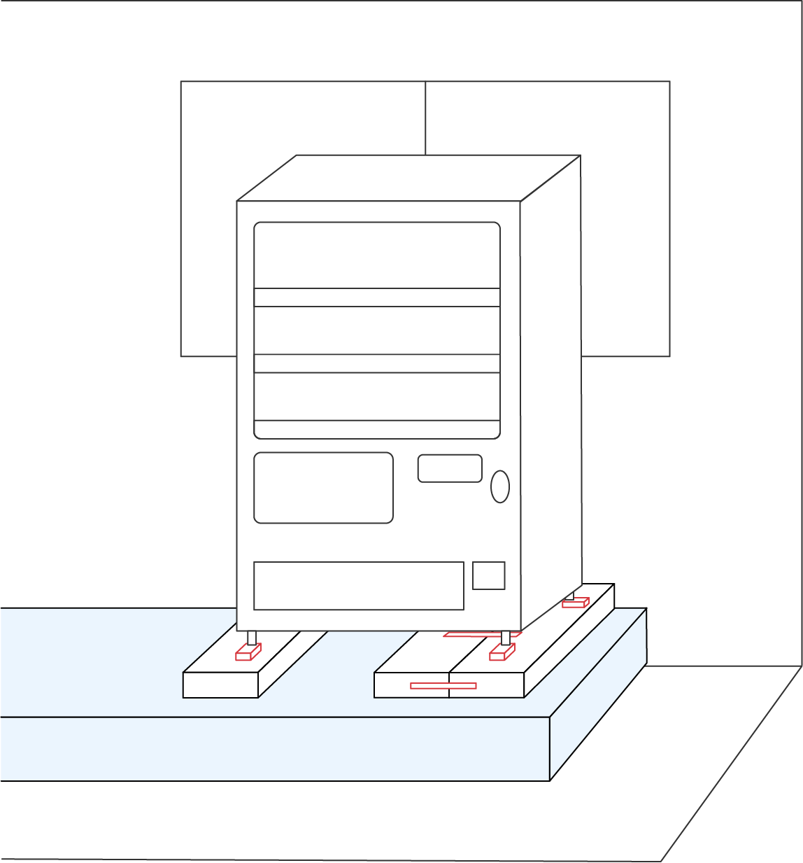 自販機周辺に段差やガラス窓がある場合